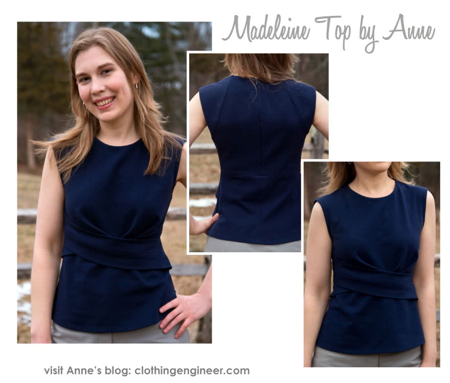 Madeleine Ponte Top Sewing Pattern By Anne And Style Arc - Asymmetrical pleat front peplum top