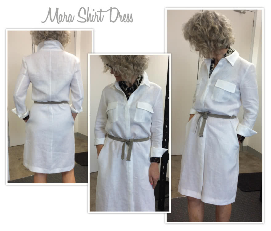 Mara Shirt Dress Sewing Pattern By Style Arc - The classic shirt dress featuring a fly front, pleat pockets and two piece sleeve