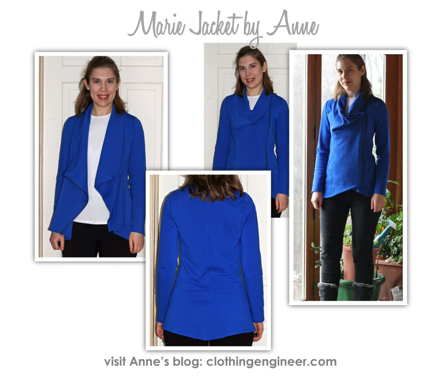 Marie Jacket Sewing Pattern By Anne And Style Arc - Fashionable knit jacket with zip closure