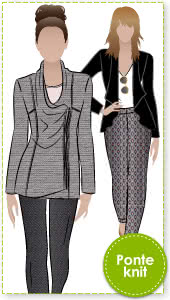 Marie Jacket Sewing Pattern By Style Arc - Fashionable knit jacket with zip closure