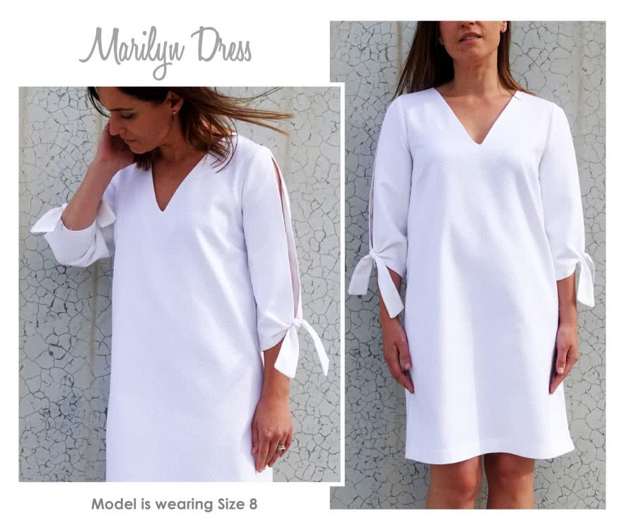 Marilyn Dress Sewing Pattern By Style Arc - Elegant but simple Split sleeve dress