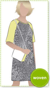 Mary Shift Dress Sewing Pattern By Style Arc - Raglan sleeved shift dress with patch pockets