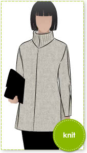 Mavis Knit Tunic Sewing Pattern By Style Arc - Long line knit tunic featuring a turtle neck, contrast inserted panels and slightly dipped back