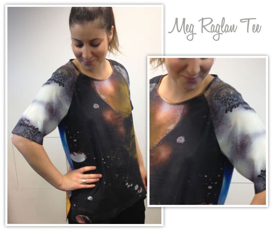 Meg Raglan Tee Sewing Pattern By Style Arc - Relaxed raglan sleeve woven tee with a high low hem