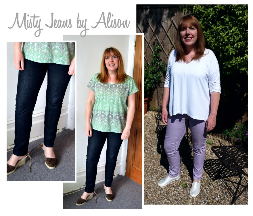 Misty Stretch Pull-On Jean Sewing Pattern By Alison And Style Arc - Stretch denim slim leg jean with an elastic waist for comfort