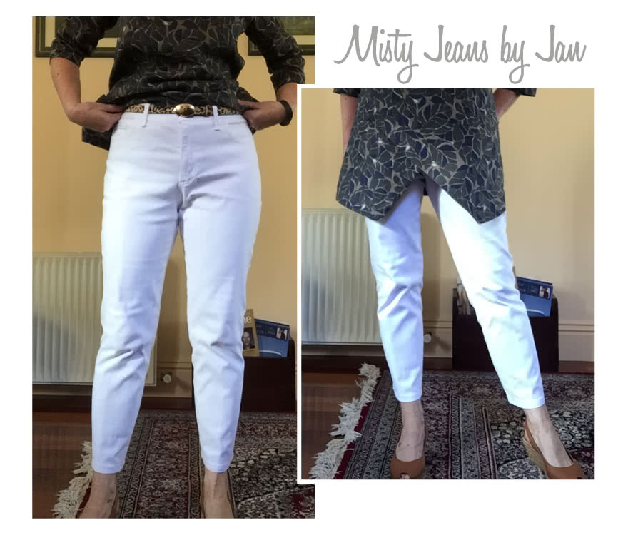 Misty Stretch Pull-On Jean Sewing Pattern By Jan And Style Arc - Stretch denim slim leg jean with an elastic waist for comfort