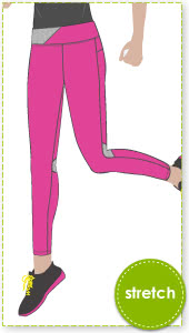 Monica Pant Sewing Pattern By Style Arc - Stretch sports pant with back leg and detail and gusset