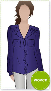 Nancy Shirt Sewing Pattern By Style Arc - Fashionable shirt with the stitched front feature