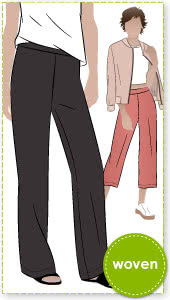 Natasha Woven Pant Sewing Pattern By Style Arc - The new shaped wider leg pant in three lengths.