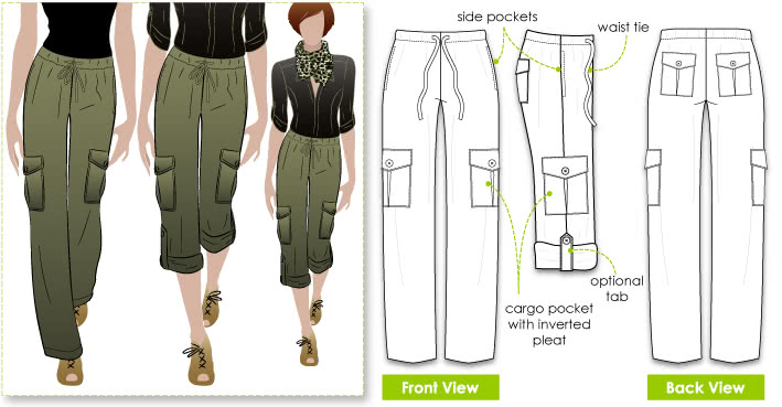 Kerry Cargo Pant Sewing Pattern By Style Arc - Safari style straight leg cargo pant