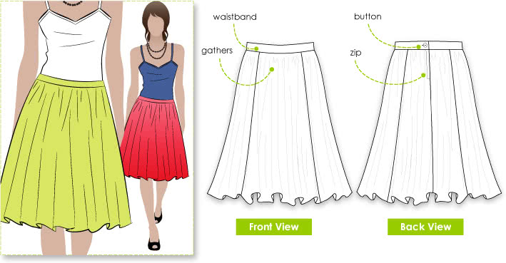 Penny Skirt Sewing Pattern By Style Arc - This is a cute dirndl look skirt