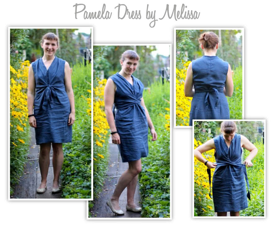 Pamela Dress Sewing Pattern By Melissa And Style Arc - Great tie front woven dress with interesting neckline