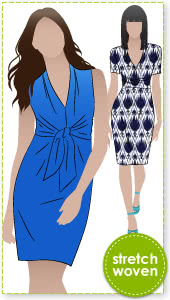 Pamela Dress Sewing Pattern By Style Arc - Great tie front woven dress with interesting neckline