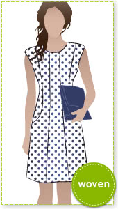 Patti Woven Dress Sewing Pattern By Style Arc - Fitted panelled dress with extended shoulder