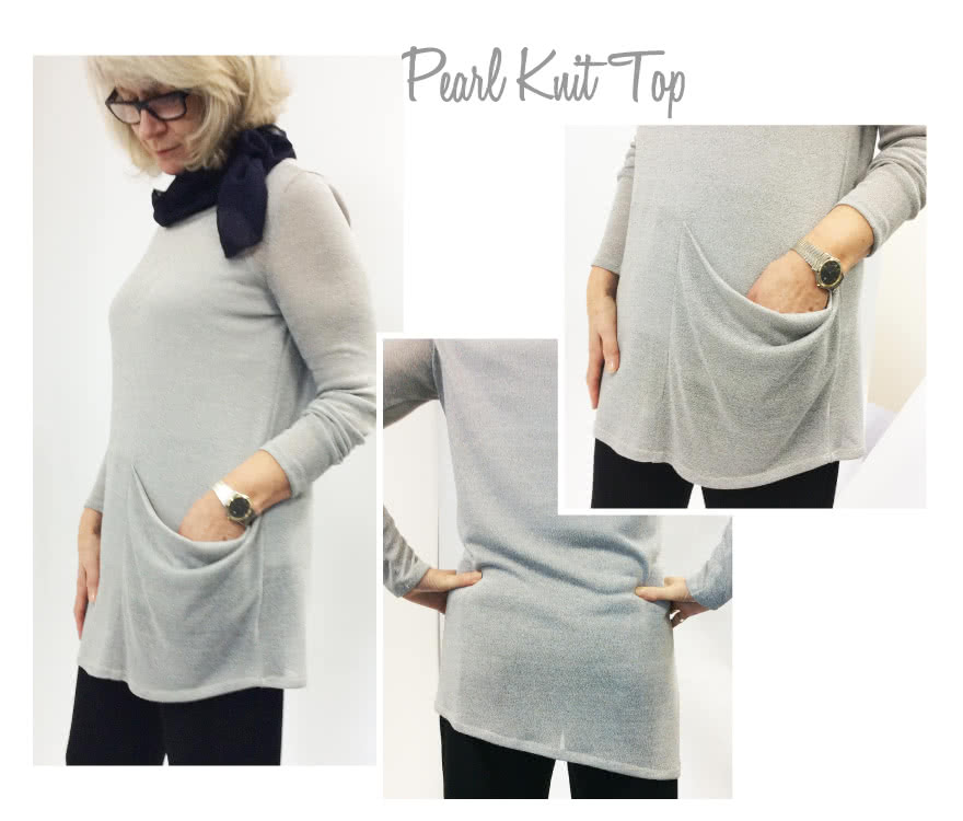 Pearl Knit Top Sewing Pattern By Style Arc - Draped side knit top with long or short sleeves