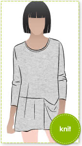 Pearl Knit Top Sewing Pattern By Style Arc - Draped side knit top with long or short sleeves
