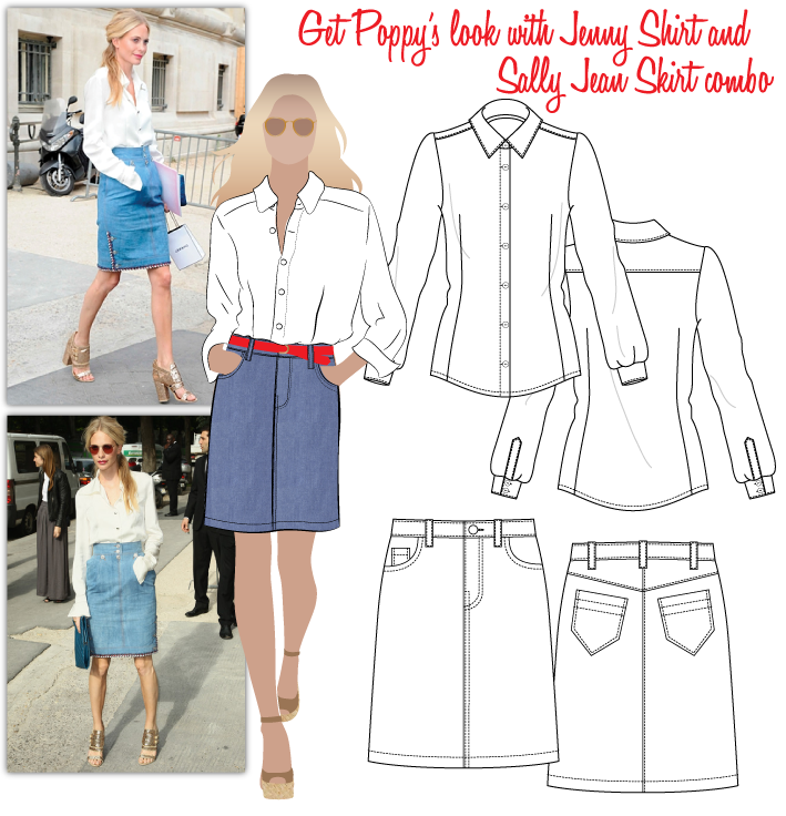 Poppy's Look No.1 Sewing Pattern Bundle By Style Arc - Poppy's Look 1 = Jenny Shirt & Sally Jean Skirt
