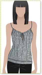 Posh Top Sewing Pattern By Style Arc - Great top featuring cord drawstring shoulder straps and keyhole front opening
