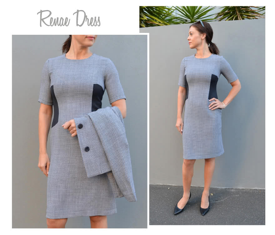 Renae Woven Dress Sewing Pattern By Style Arc - Stylish sheath dress with side inserts