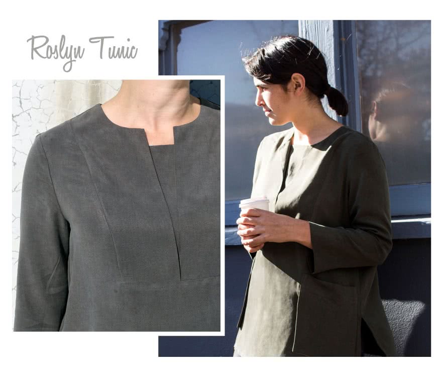 Roslyn Tunic Dress Sewing Pattern By Style Arc - Shift Tunic/Dress with an interesting pocket, yoke and sleeve detail