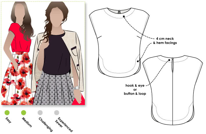 Skye Top Sewing Pattern By Style Arc - A fashionable top for every body