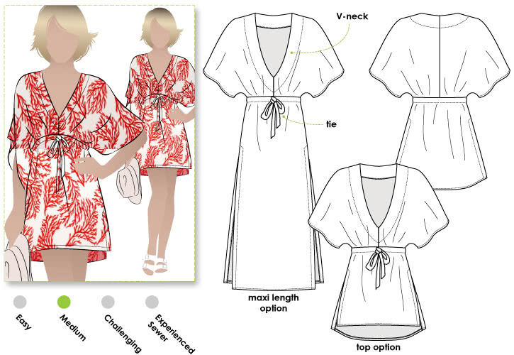 Summer Cover Up Sewing Pattern By Style Arc - Great relaxed cover up in two lengths