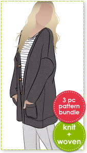 Sabel + Joni = Free Courtney Sewing Pattern Bundle By Style Arc - Buy Sabel Cardi & Joni Pants & get a FREE Courtney Top.