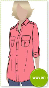 Safari Sam Overshirt Sewing Pattern By Style Arc - Safari-style shirt with roll-up sleeve