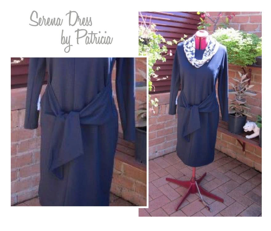 Serena Knit Dress Sewing Pattern By Patricia And Style Arc - All occasion dress with tie front and angled seams