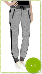Shelby Sweat Pant Sewing Pattern By Style Arc - Slimline knit sweat pant with rib detail
