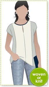 Sian Combo Top Sewing Pattern By Style Arc - Versatile over top in knit or woven fabric