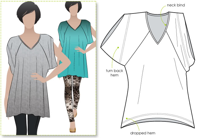 Tilda Tunic / Top Sewing Pattern By Style Arc - Great knit over Tunic with the look of the moment