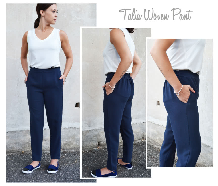 Talia Woven Pant Sewing Pattern By Style Arc - Stylish pull on pant with a lovely shaped leg.