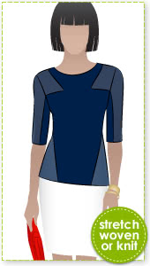 Tamara Knit Top Sewing Pattern By Style Arc - Interesting spliced knit top