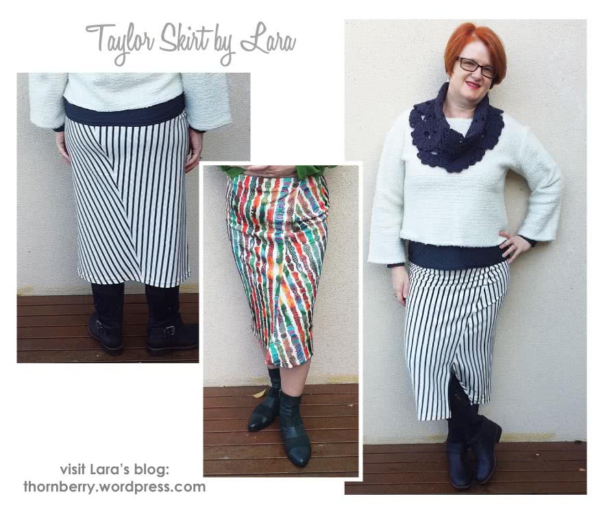 Taylor Knit Skirt Sewing Pattern By Lara And Style Arc - Pull-on tube skirt with angled design lines