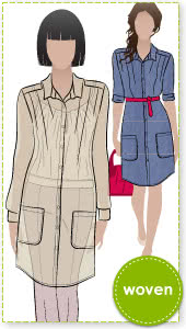 The Artist Tunic Sewing Pattern By Style Arc - Slim line tunic with epaulettes and patch pocket