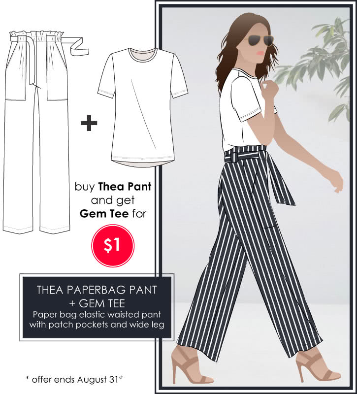 Thea Pant + Gem Tee Sewing Pattern Bundle By Style Arc - Discounted Thea Pant and Gem Tee pattern bundle.