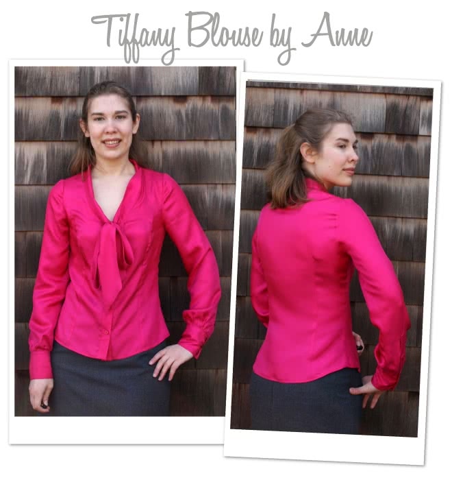 Tiffany Blouse Sewing Pattern By Anne And Style Arc - Princess line, long sleeved blouse with a tie neck