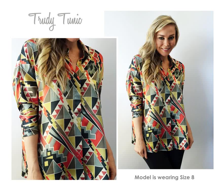 Trudy Tunic Sewing Pattern By Style Arc - Classic tunic with interesting dolman sleeve and shirt collar