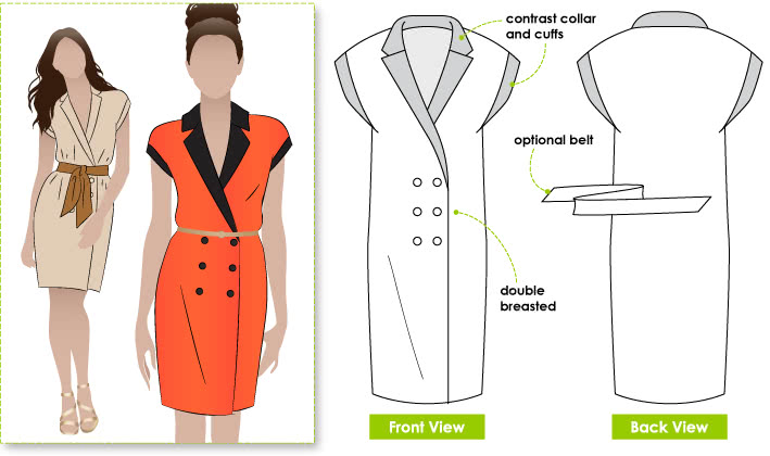 Vivian Vest / Dress Sewing Pattern By Style Arc - A double breasted dress or long line vest