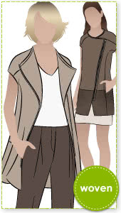 Veronica Vest Sewing Pattern By Style Arc - Fabulous designer sleeveless jacket with asymmetrical zip