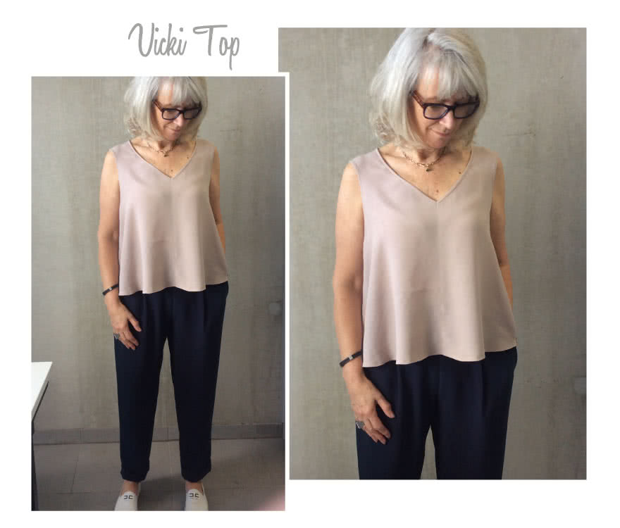 Vicki Top Sewing Pattern By Style Arc - Cute swing top with a “V” neck and interesting shoulder design