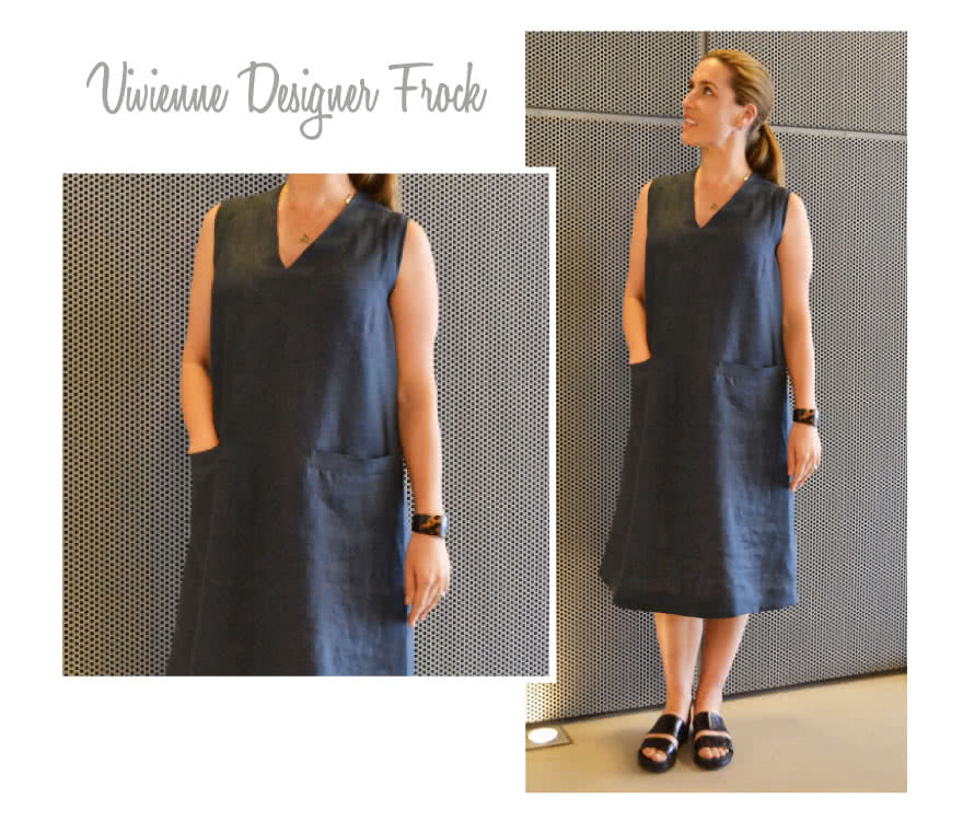 Vivienne Designer Frock Sewing Pattern By Style Arc - Sophisticated styling with a great neckline and welted pockets. Suitable for all seasons.