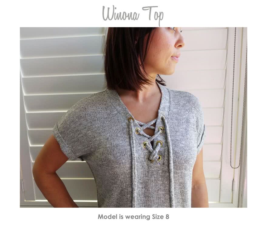 Winona Knit Top Sewing Pattern By Style Arc - Great knit top with lace-up feature