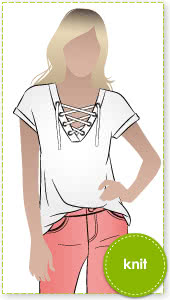 Winona Knit Top Sewing Pattern By Style Arc - Great knit top with lace-up feature