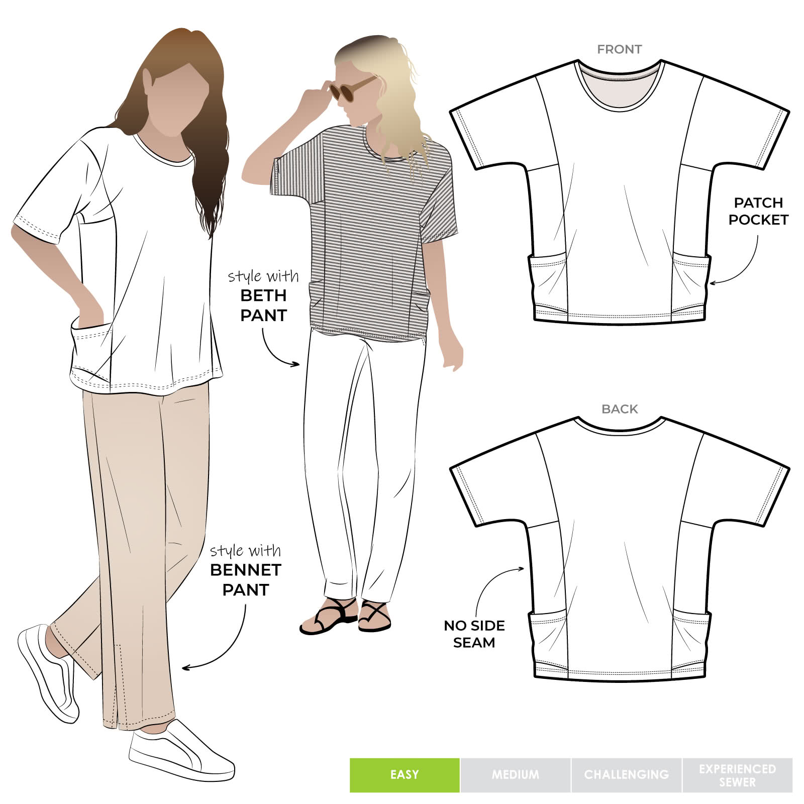 Ada Knit Top By Style Arc - Interesting box shaped top with short sleeves and pockets.