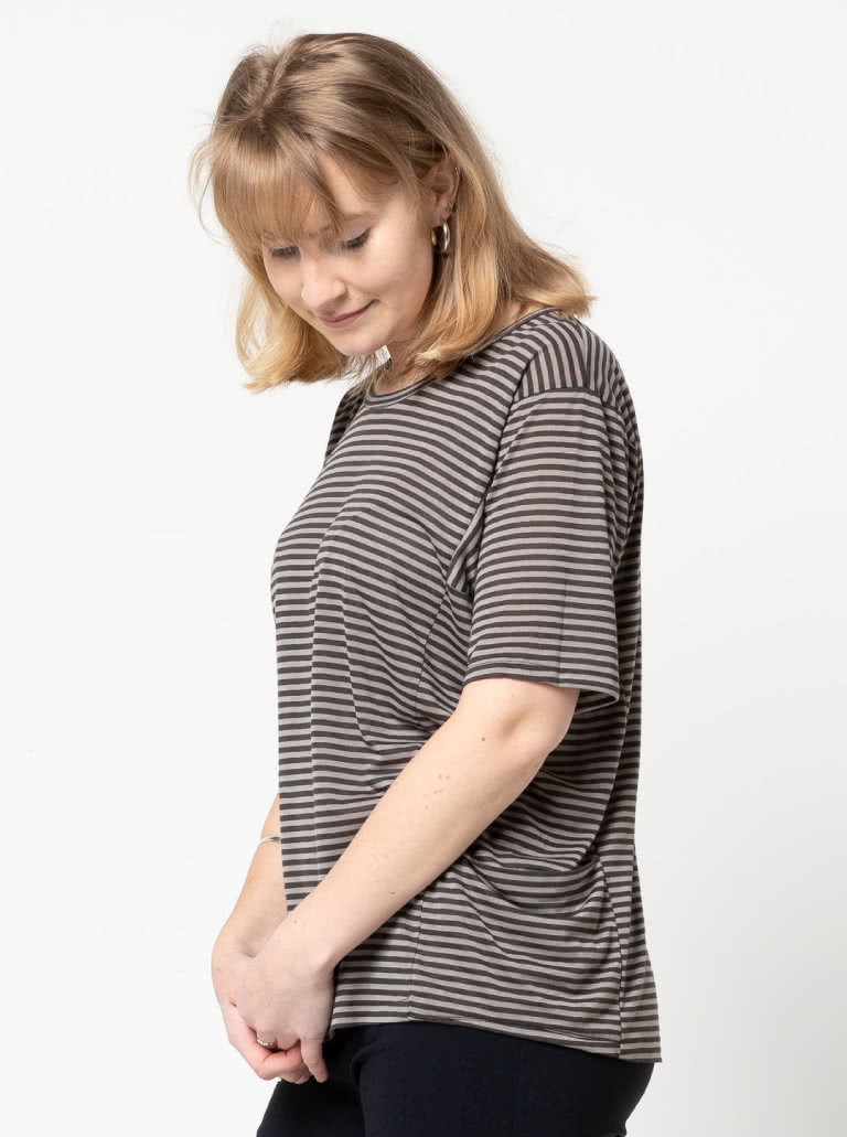 Ada Knit Top By Style Arc - Interesting box shaped top with short sleeves and pockets.