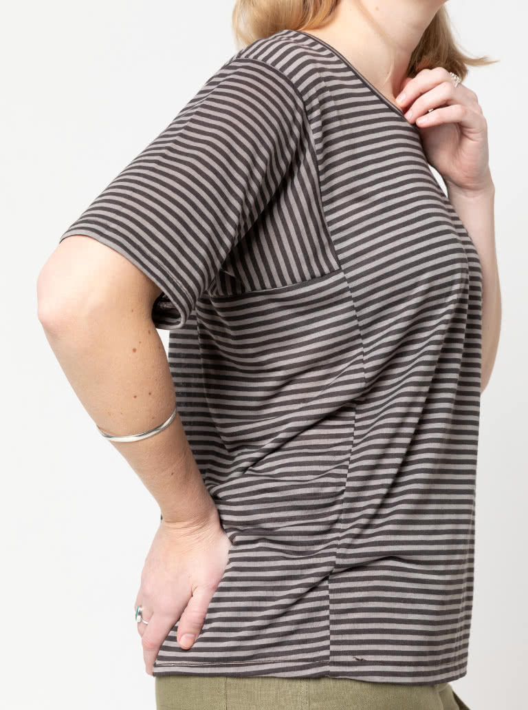 Ada Knit Top By Style Arc - Interesting box shaped top with short sleeves and pockets.