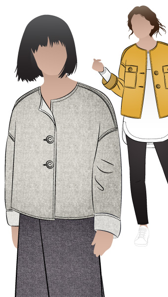 Adelaide Woven Jacket By Style Arc - Cropped square-shaped jacket sewing pattern with three different versions