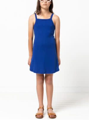 Adele Teens Dress Top By Style Arc - Simple rib knit dress with thin straps and optional top pattern for teens 8-16